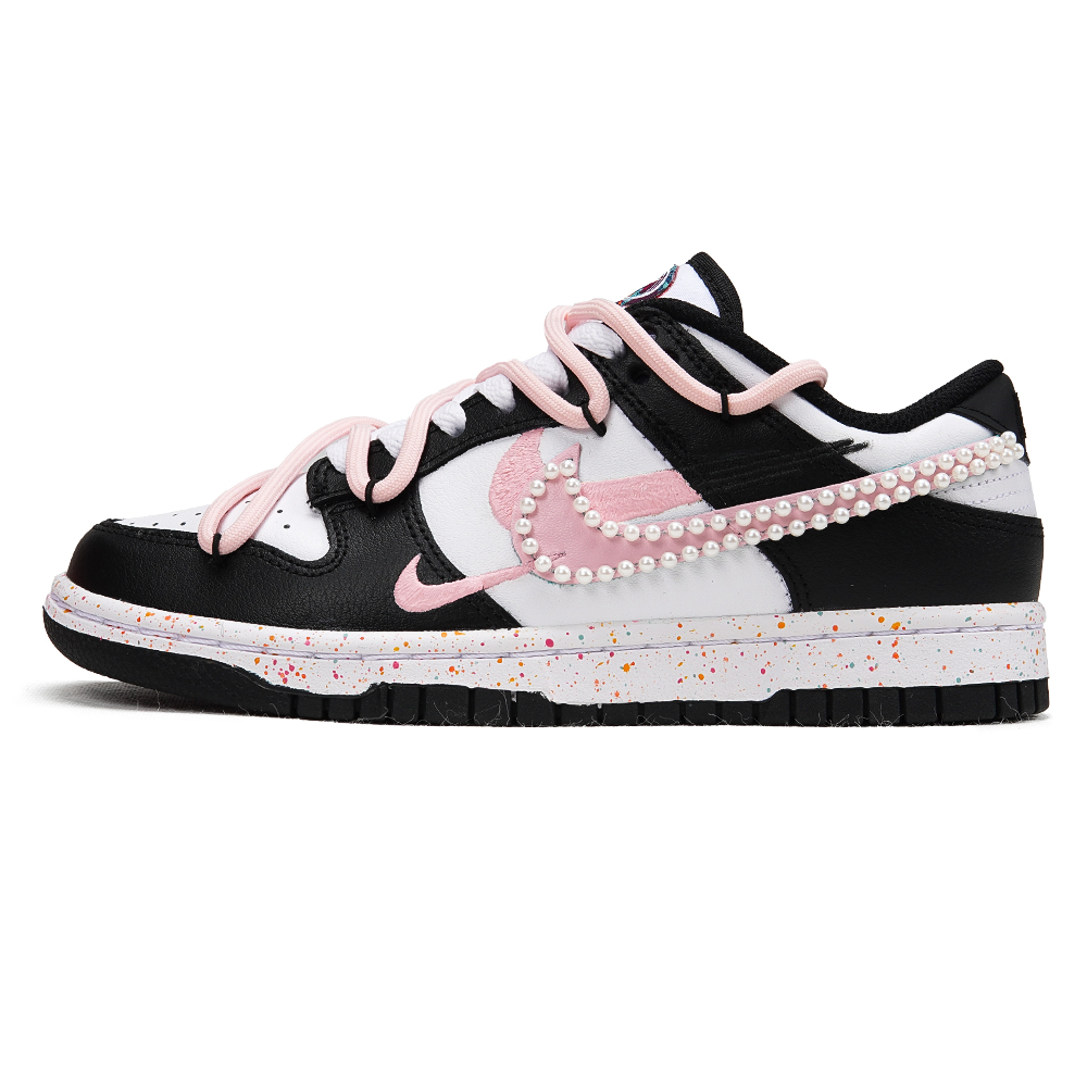 [Custom Shoes] (W) Nike Dunk Low 'Valentine's Day Pearl Black White Pink'