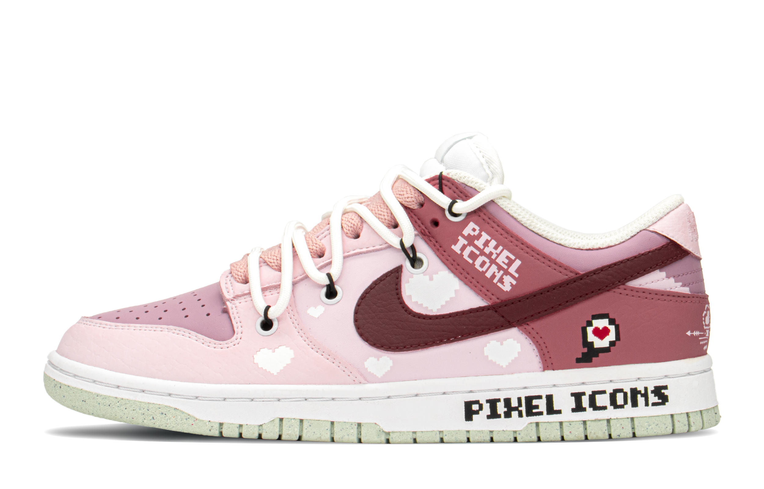 Buy (W) [定制鞋款] 耐克Dunk低帮‘情人节像素艺术’ DN1431-102(TeamA-DK可爱像素女S-BOX)
