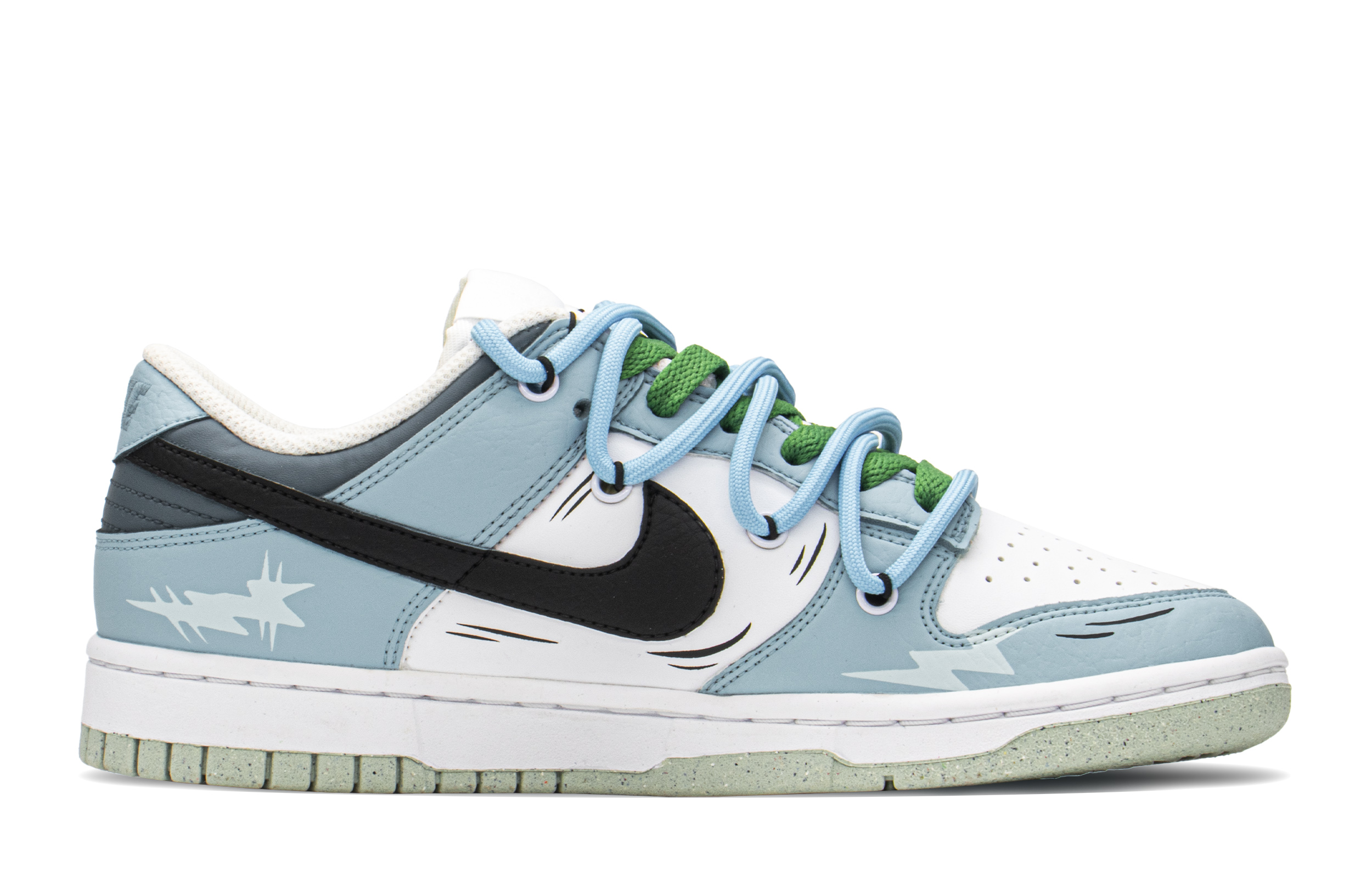 Lookbook (W) [Kasut Custom] Nike Dunk Low 'Hari Valentine Biru Hitam Kilat Hati' DN1431-102(TeamA-DK闪电爱心女S-BOX)