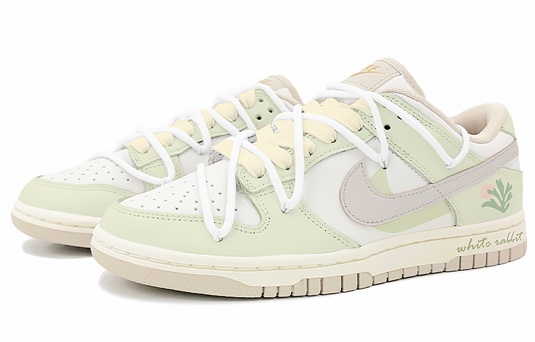 Lookbook (W) [Zapatillas Personalizadas] Nike Dunk Low 'Vainilla Pudding Blanco Verde' DX5930-001(TeamK-香草布丁)