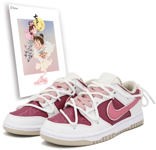 【客製化球鞋】Nike Dunk Low 霧化木偶 薄霧玫瑰 明信片 復古運動風 防滑耐磨 低筒 板鞋 女款 玫紅 Buy 【客製化球鞋】Nike Dunk Low 霧化木偶 薄霧玫瑰 明信片 復古運動風 防滑耐磨 低筒 板鞋 女款 玫紅