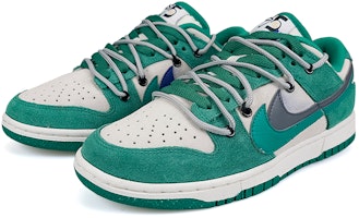 【定制球鞋】Nike Dunk Low 經典復古 灰綠拼接 做舊 低筒 板鞋 女款 白綠灰藍 Lookbook 【定制球鞋】Nike Dunk Low 經典復古 灰綠拼接 做舊 低筒 板鞋 女款 白綠灰藍