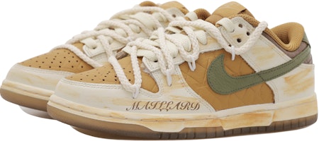 【客製化球鞋】Nike Dunk Low OKHR 復古風做舊解構 摩卡咖啡色 橄欖綠 麻繩 字體 防滑耐磨 低筒 滑板鞋 女款 黃棕色 Order 【客製化球鞋】Nike Dunk Low OKHR 復古風做舊解構 摩卡咖啡色 橄欖綠 麻繩 字體 防滑耐磨 低筒 滑板鞋 女款 黃棕色