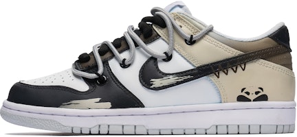 【客製化球鞋】Nike Dunk 美式復古 熊貓 黑腳趾 卡其 做舊 舒適 低筒 板鞋 女款 棕白 Order 【客製化球鞋】Nike Dunk 美式復古 熊貓 黑腳趾 卡其 做舊 舒適 低筒 板鞋 女款 棕白