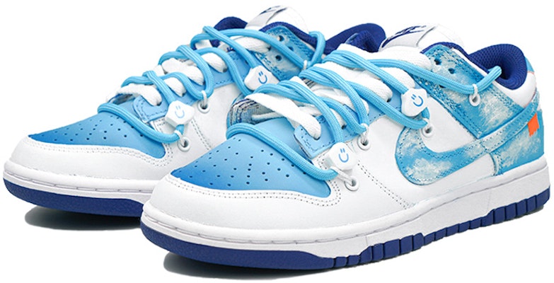 (W) 나이키 덩크 로우 '화이트/유니버시티 레드' (커스텀) DD1503-119(Team27-女款蓝天白云蓝白橙) Lookbook (W) 나이키 덩크 로우 '화이트/유니버시티 레드' (커스텀) DD1503-119(Team27-女款蓝天白云蓝白橙)