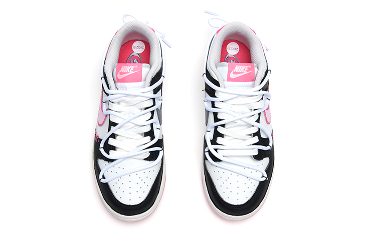 Shop (W) [Zapatillas Personalizadas] Nike Dunk Low 'Blanco Negro Rosa' FN3451-161(Team15-甜心幽灵)