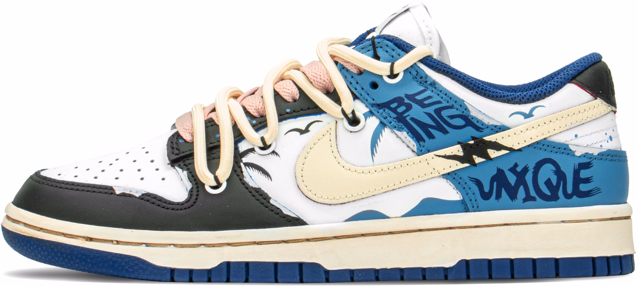 custom-shoes-women-nike-dunk-low-white-blue-black