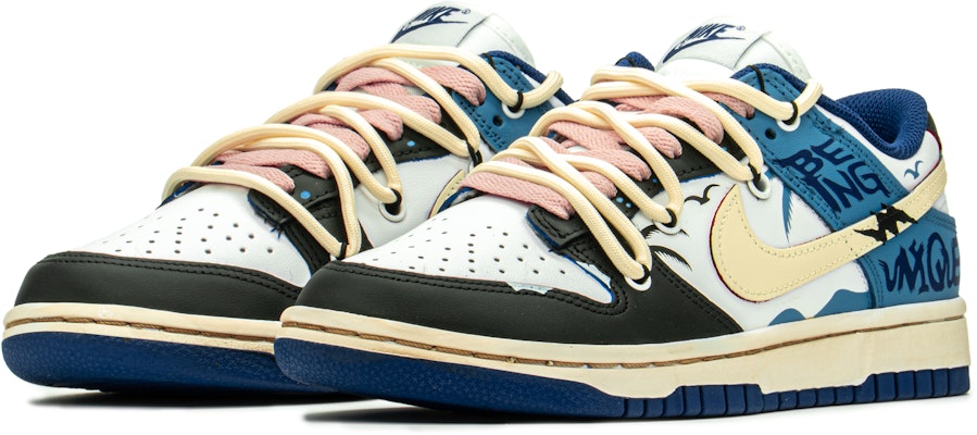 (W) ナイキ ダンク ロー "白青黒" (カスタム) DD1503-119(TeamA-DK女深蓝海岸S-BOX) Lookbook (W) ナイキ ダンク ロー "白青黒" (カスタム) DD1503-119(TeamA-DK女深蓝海岸S-BOX)