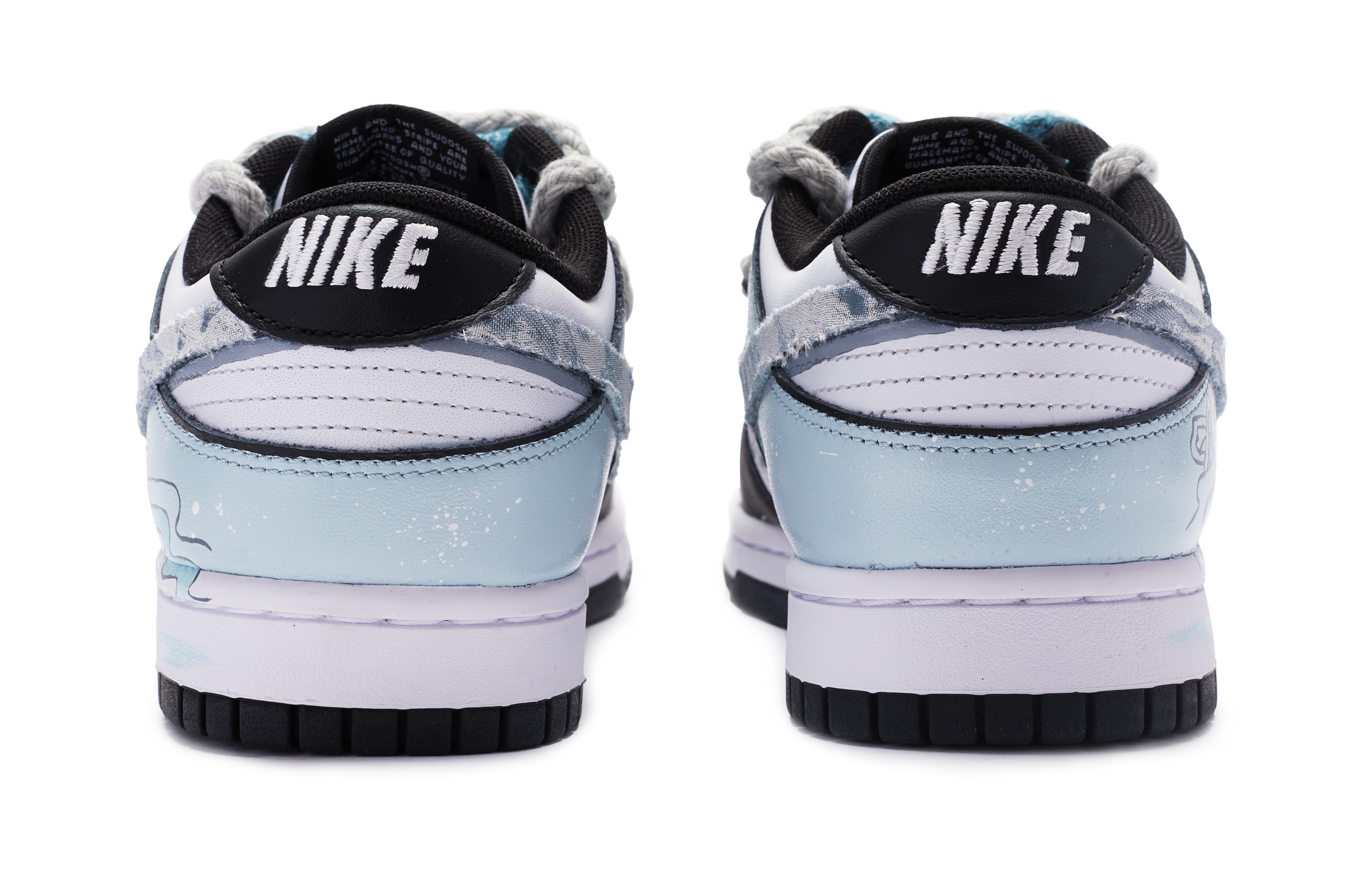 Shop (W) [Kasur Kasut] Nike Dunk Low 'Putih Biru Hitam Cina Gaya Baru Dilukis Tangan' DD1503-101(TeamR-女款处暑白蓝黑)