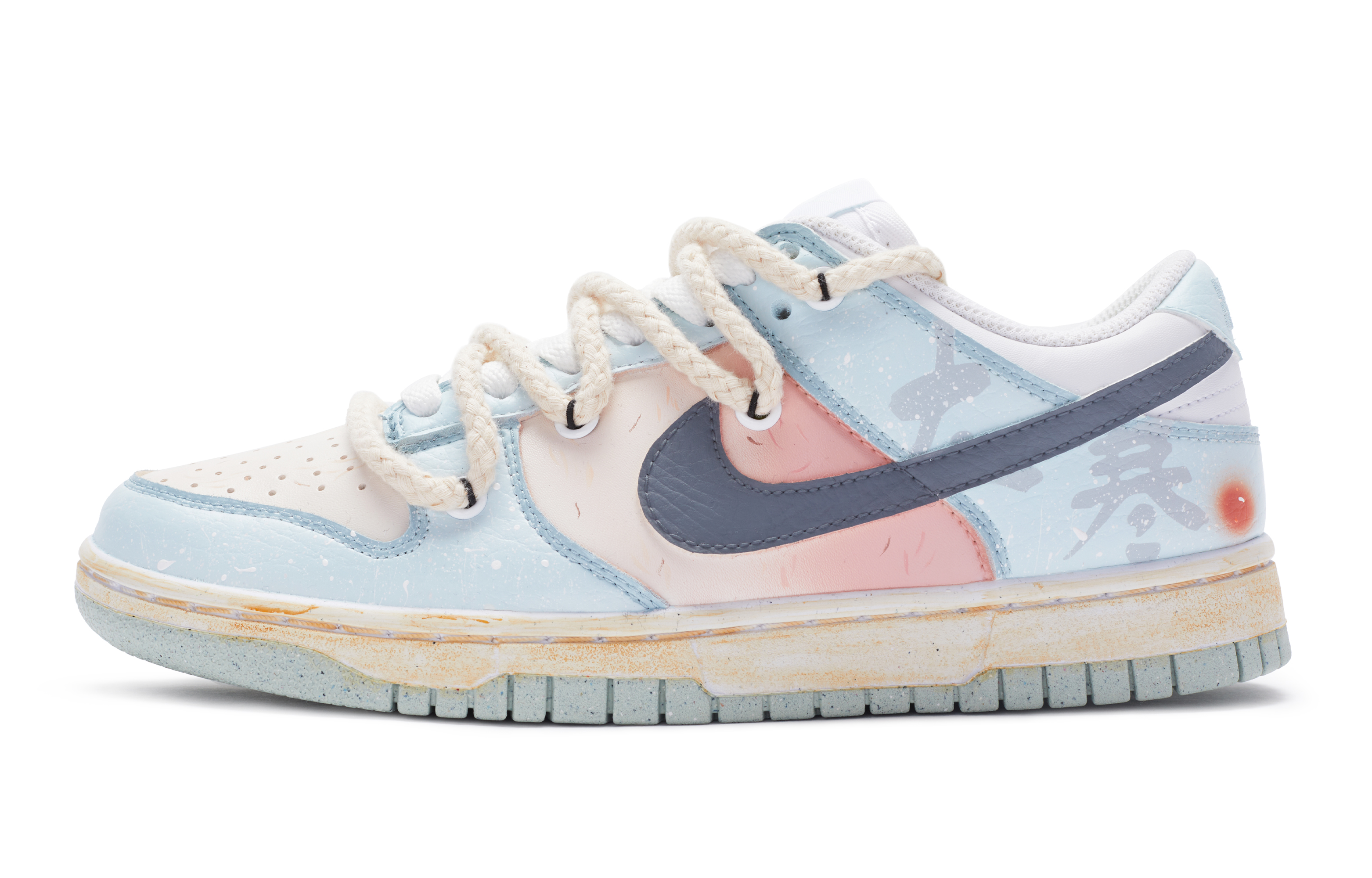 Buy (W) [Sepatu Custom] Nike Dunk Low 'Putih Biru Pink' DN1431-102(TeamR-女款大寒白蓝粉S-BOX)