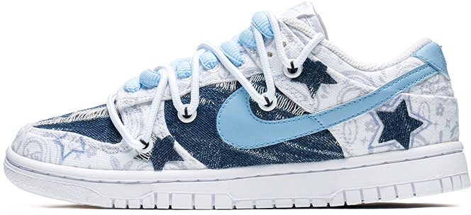 custom-shoes-women-nike-dunk-low-white-blue-paisley-patchwork-dj-9955-100-team-b