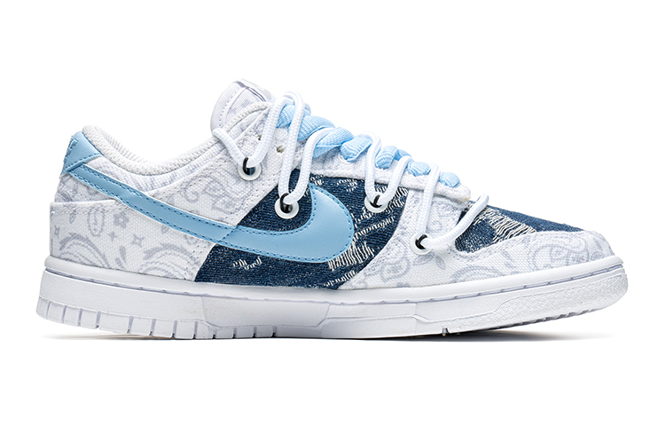 Order (W) [Sneakers Custom] Nike Dunk Low 'Putih Biru Paisley Patchwork' DJ9955-100(TeamB-女款五角星白蓝)