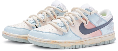 【訂製球鞋】Nike Dunk Low 大寒 節氣系列 新中式 解構 手繪噴繪 低幫 板鞋 女款 白藍粉 Lookbook 【訂製球鞋】Nike Dunk Low 大寒 節氣系列 新中式 解構 手繪噴繪 低幫 板鞋 女款 白藍粉