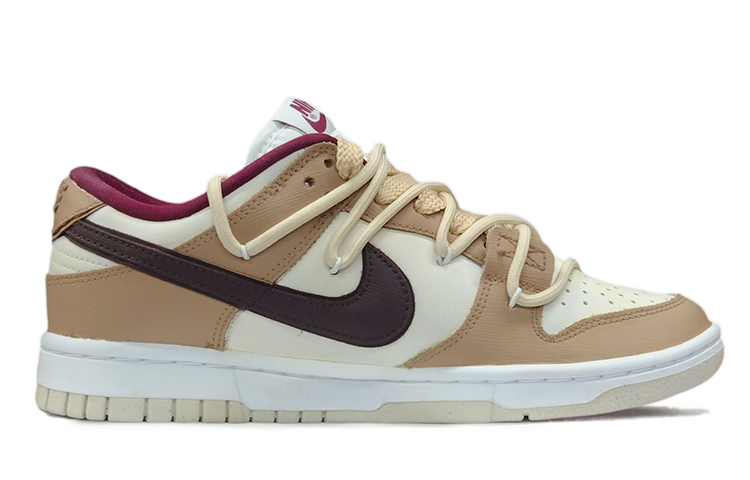 Order (W) [Sneakers Kustom] Nike Dunk Low 'Putih Coklat Dekonstruksi dengan Liontin Hati' DV1160-100(TeamK-巧克力曲奇)
