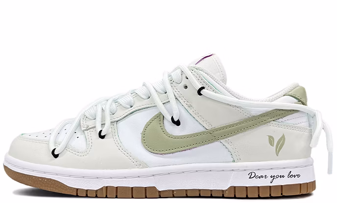 custom-shoes-women-nike-dunk-low-white-green