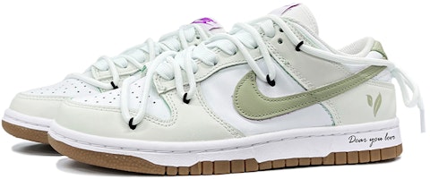 【訂製球鞋】 Nike Dunk Low 青提山茶 春夏系列 清新 簡潔 字母 高街 低筒 滑板鞋 女款 白綠 Lookbook 【訂製球鞋】 Nike Dunk Low 青提山茶 春夏系列 清新 簡潔 字母 高街 低筒 滑板鞋 女款 白綠