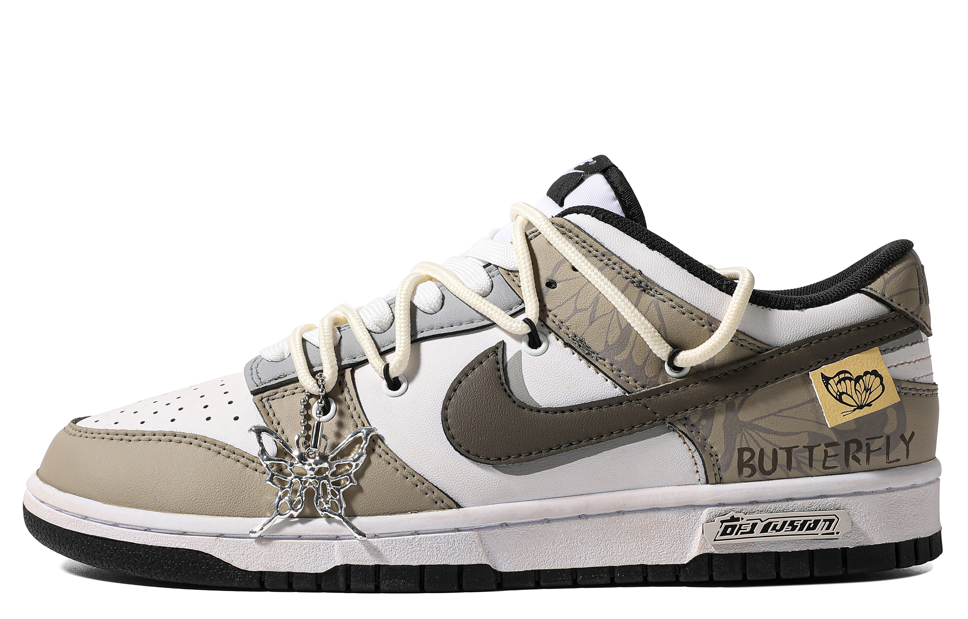 Buy (W) [Kasut Custom] Nike Dunk Low 'Putih Kelabu Coklat' CW1590-100(TeamM-女款枯叶蝶S-BOX)