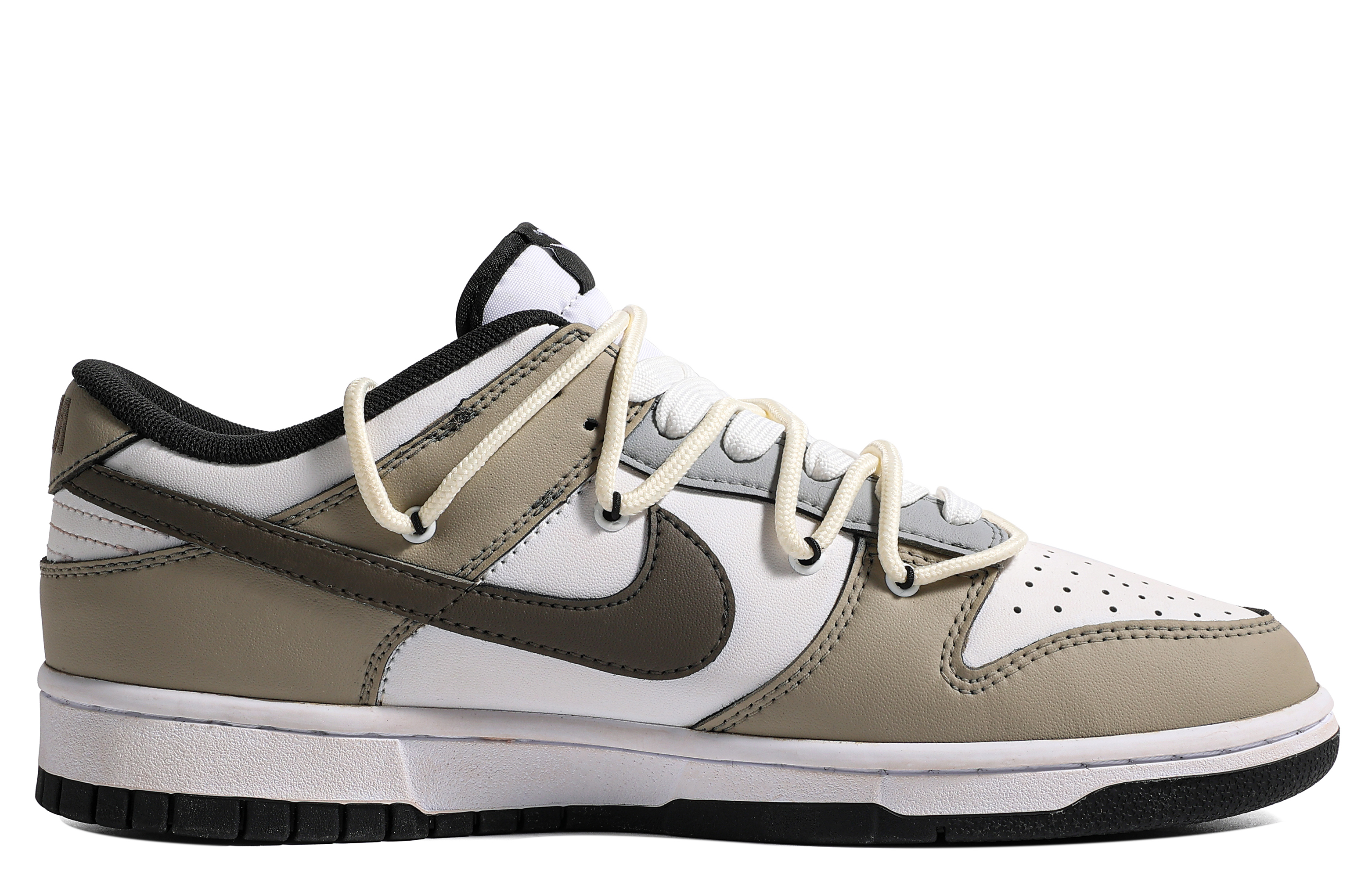 Order (W) [Kasut Custom] Nike Dunk Low 'Putih Kelabu Coklat' CW1590-100(TeamM-女款枯叶蝶S-BOX)