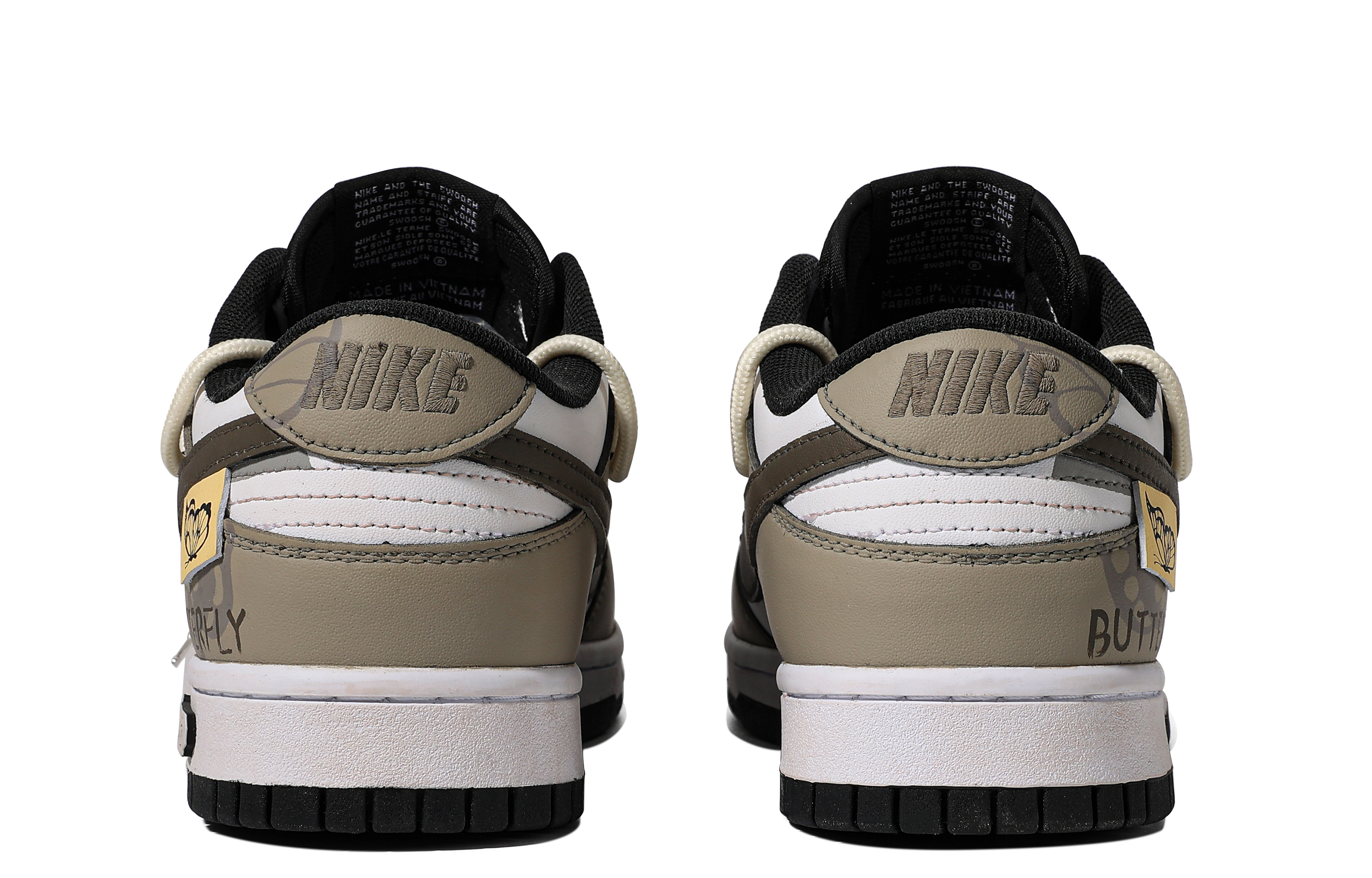 Shop (W) [Kasut Custom] Nike Dunk Low 'Putih Kelabu Coklat' CW1590-100(TeamM-女款枯叶蝶S-BOX)