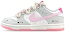 Buy 【定製球鞋】 Nike Dunk Low 滑板精靈 魚骨圖 線條 低筒 板鞋 女款 白灰粉