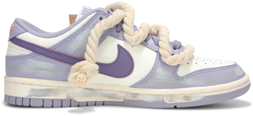 【客製球鞋】Nike Dunk Low 熱浪製造 香芋麻繩 貼牌 解構綁帶 復古 低筒 板鞋 女款 白紫色 Order 【客製球鞋】Nike Dunk Low 熱浪製造 香芋麻繩 貼牌 解構綁帶 復古 低筒 板鞋 女款 白紫色