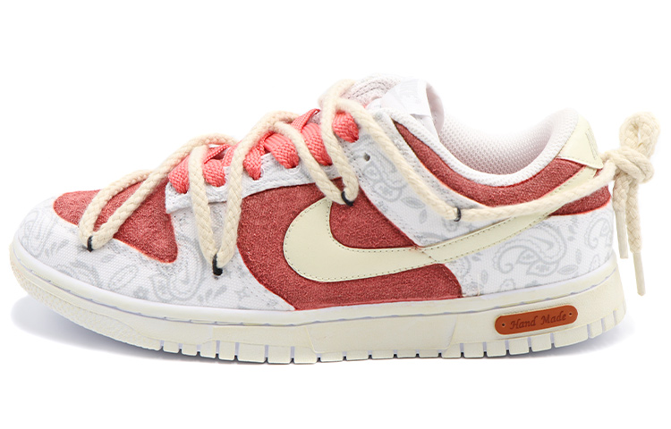 Buy 【客製球鞋】 Nike Dunk Low ESS 白色腰果花 迷幻風做舊 低筒 板鞋 女款 豆沙紅白