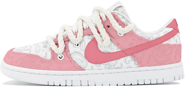 custom-shoes-women-nike-dunk-low-white-paisley-cherry-blossom-pink