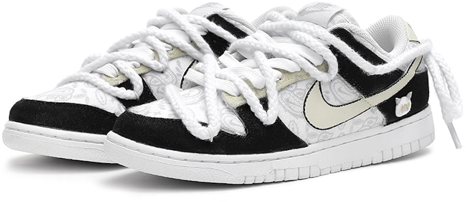 【定制球鞋】Nike Dunk Low 白色佩斯利 搞怪貓 低幫 板鞋 女款 黑白米 Lookbook 【定制球鞋】Nike Dunk Low 白色佩斯利 搞怪貓 低幫 板鞋 女款 黑白米