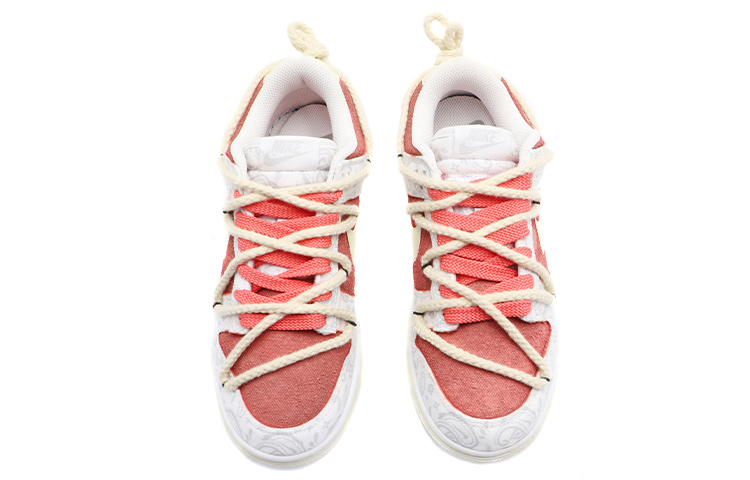 Shop 【客製球鞋】 Nike Dunk Low ESS 白色腰果花 迷幻風做舊 低筒 板鞋 女款 豆沙紅白