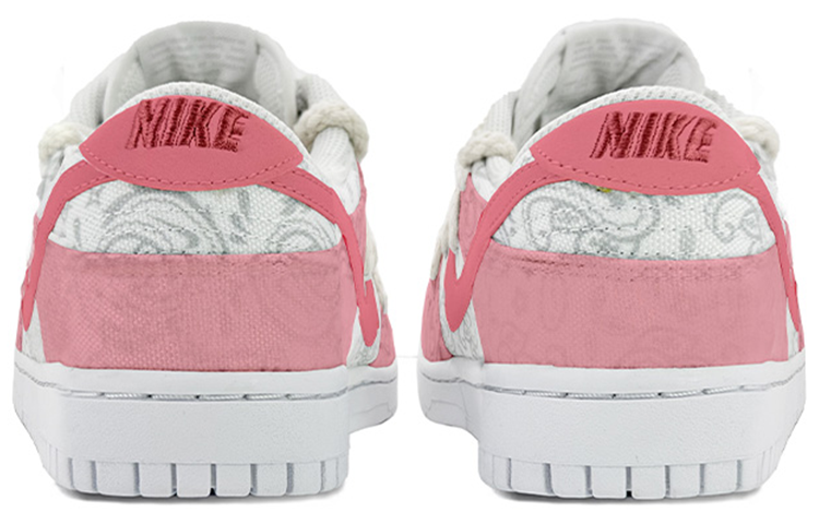 Shop (W) [Kasut Custom] Nike Dunk Low 'Paisley Putih - Putih Merah Jambu Sakura' DJ9955-100(TeamK-樱花奶冻QD)