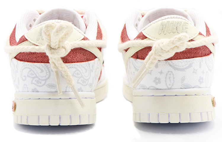 Purchase 【客製球鞋】 Nike Dunk Low ESS 白色腰果花 迷幻風做舊 低筒 板鞋 女款 豆沙紅白