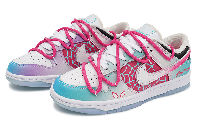 Lookbook (W) [Kasut Rekaan Khas] Nike Dunk Low 'White Phantom Berry Spider Dopamine Warna-Warni' FJ7743-194(TeamI-女款白色幽灵K蓝白粉)