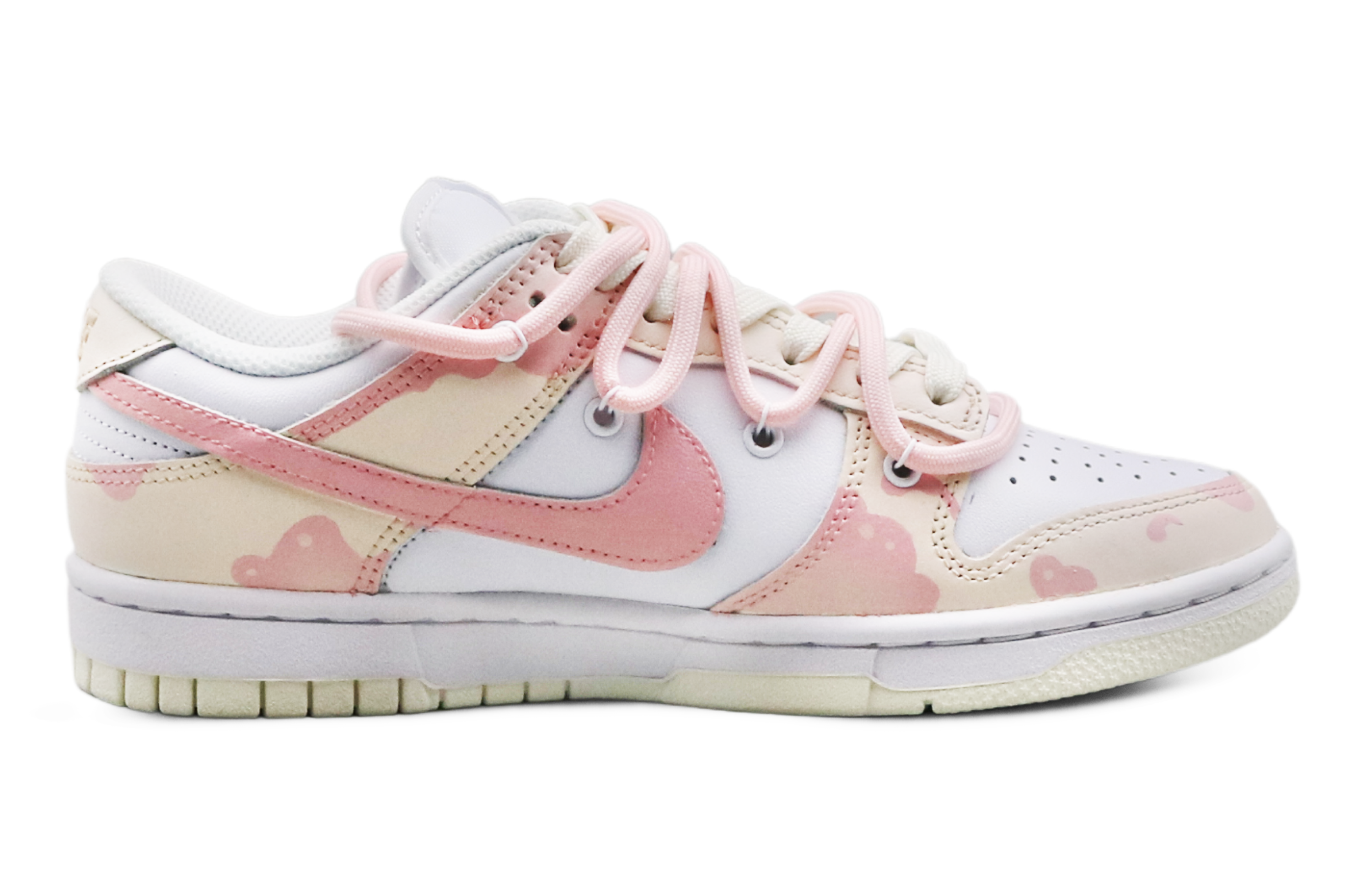 Order (W) [Kasut Custom] Nike Dunk Rendah 'Putih Merah Jambu' DD1503-121(Team8-女款人间水蜜桃白粉)