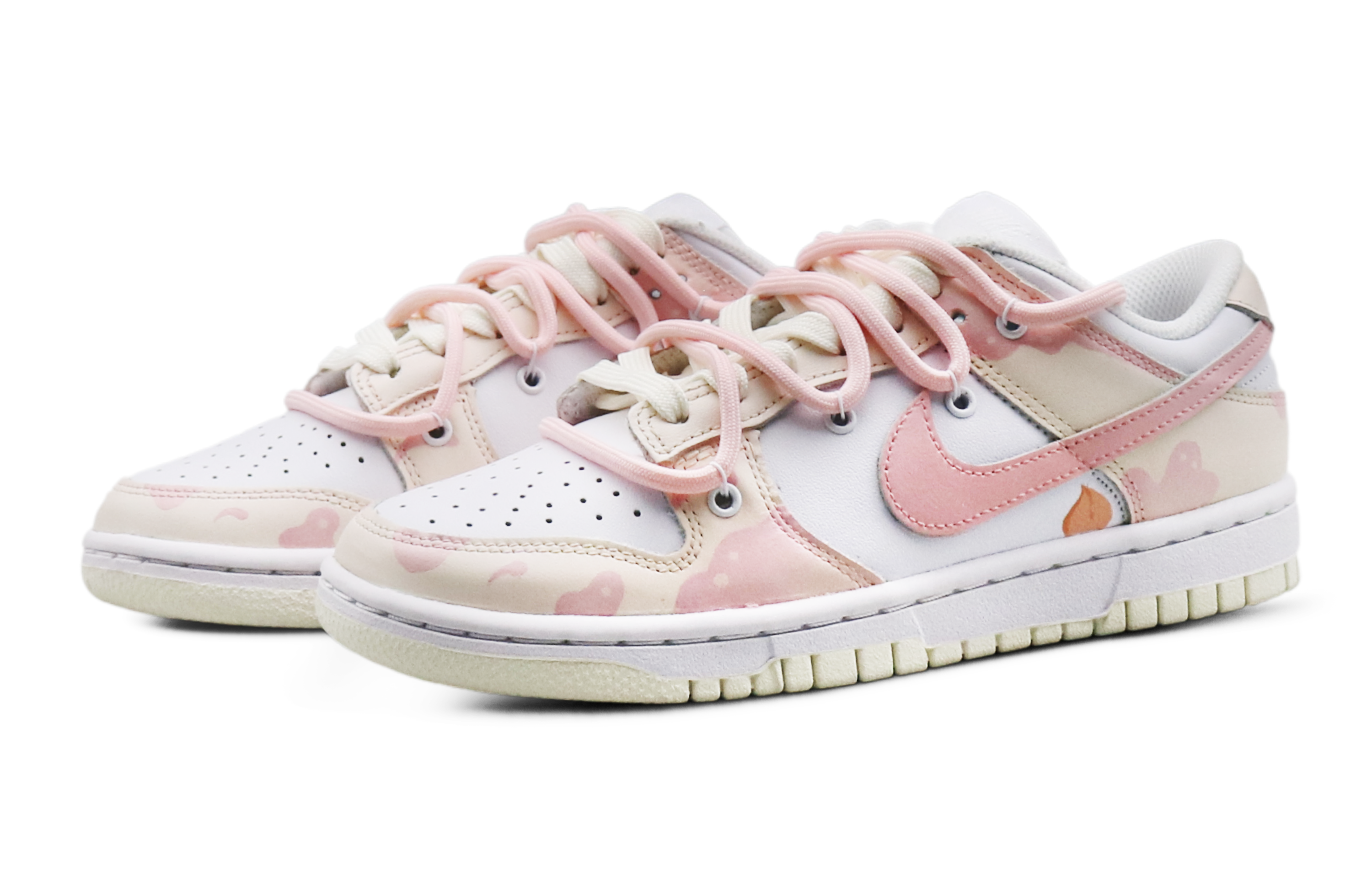 Lookbook (W) [Kasut Custom] Nike Dunk Rendah 'Putih Merah Jambu' DD1503-121(Team8-女款人间水蜜桃白粉)