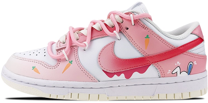 custom-shoes-women-nike-dunk-low-white-pink-gradient-bunny-carrot