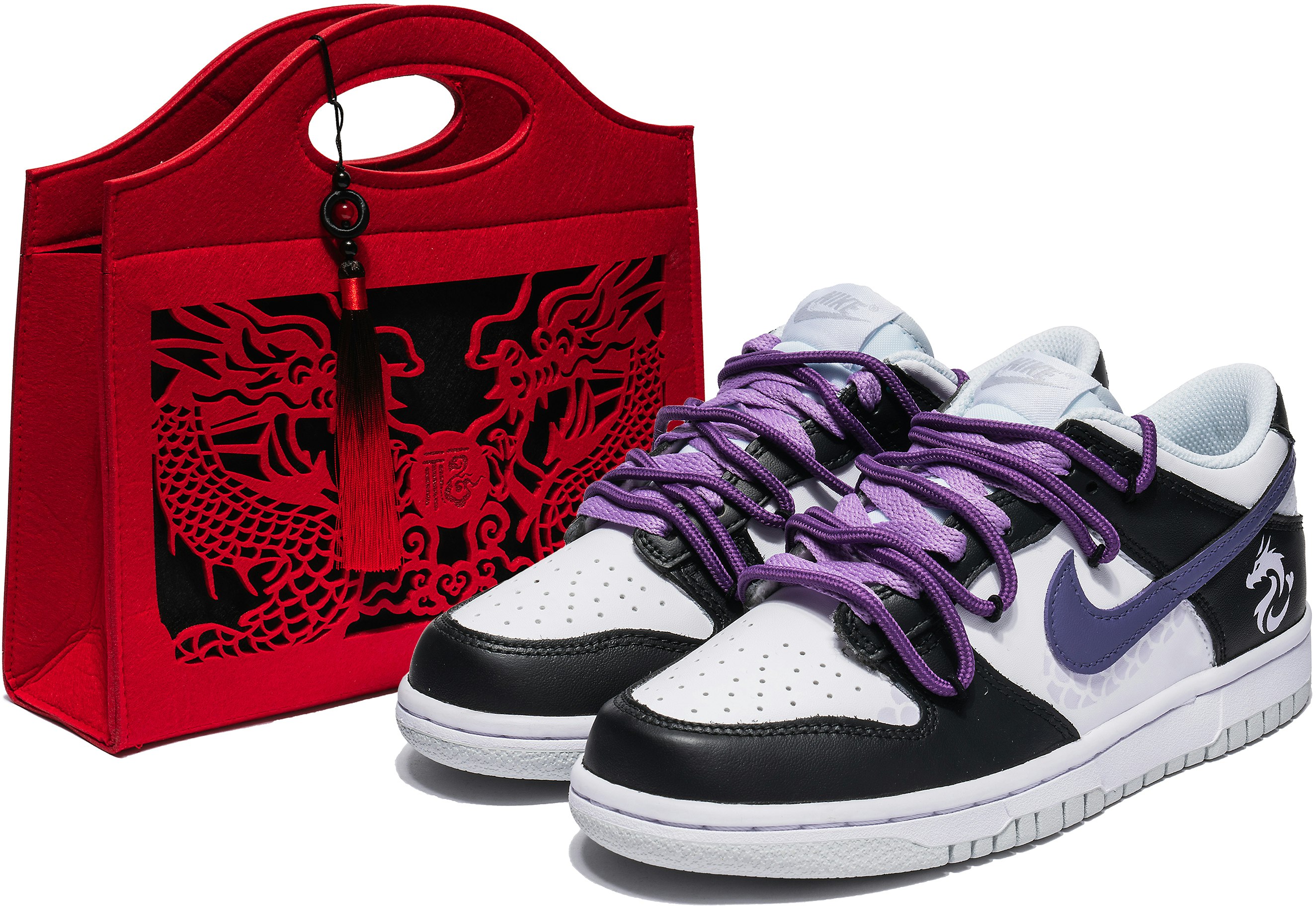 custom-shoes-women-nike-dunk-low-white-purple-dragon-year