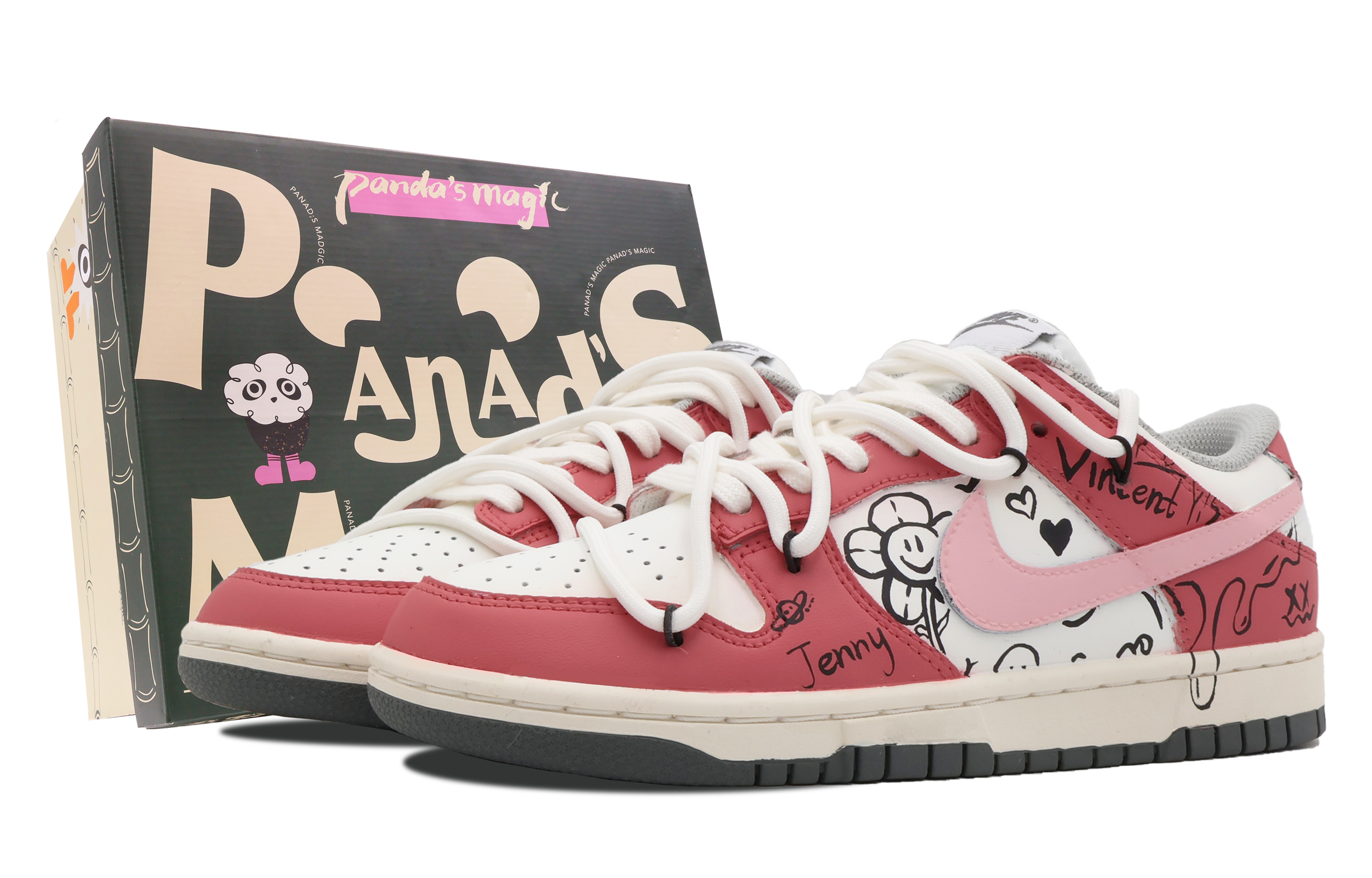 Buy (W) 【カスタムシューズ】ウィメンズ ナイキダンクロー 'ホワイトレッドベリーグラフィティ' DD1503-117(Team53-女款小莓桃S-BOX)