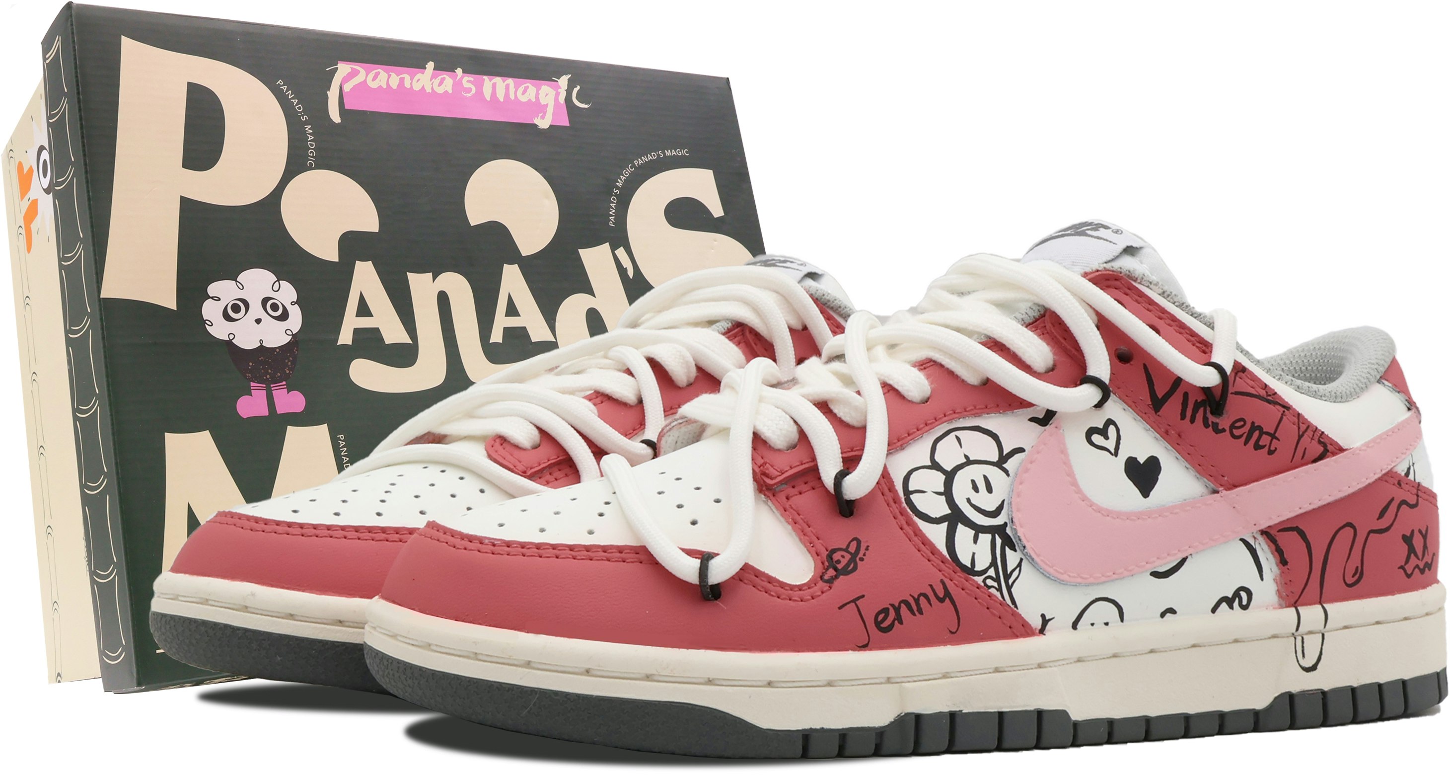 custom-shoes-women-nike-dunk-low-white-red-berry-graffiti