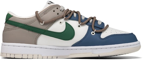 【定制球鞋】Nike Dunk Low White Sail 岩石 森林 大地 解構綁帶 低幫 板鞋 女款 藍灰 Order 【定制球鞋】Nike Dunk Low White Sail 岩石 森林 大地 解構綁帶 低幫 板鞋 女款 藍灰