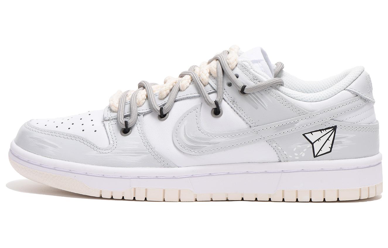 Buy 【訂製球鞋】 Nike Dunk Low White Sail 解構 vibe風 做舊 情侶 紙飛機 高街 特殊禮盒 低帮 板鞋 女款 灰色