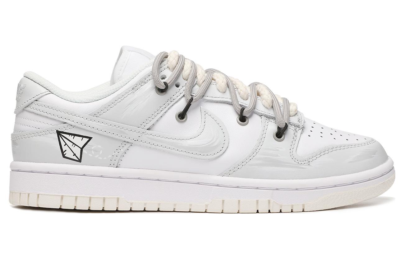 Order 【訂製球鞋】 Nike Dunk Low White Sail 解構 vibe風 做舊 情侶 紙飛機 高街 特殊禮盒 低帮 板鞋 女款 灰色