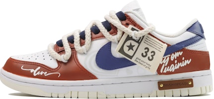 【客製化球鞋】Nike Dunk Low 白色帆布 惡魔甜心 街頭經典百搭板鞋 潮流復古 解構 低筒 板鞋 女款 白棕色 Order 【客製化球鞋】Nike Dunk Low 白色帆布 惡魔甜心 街頭經典百搭板鞋 潮流復古 解構 低筒 板鞋 女款 白棕色