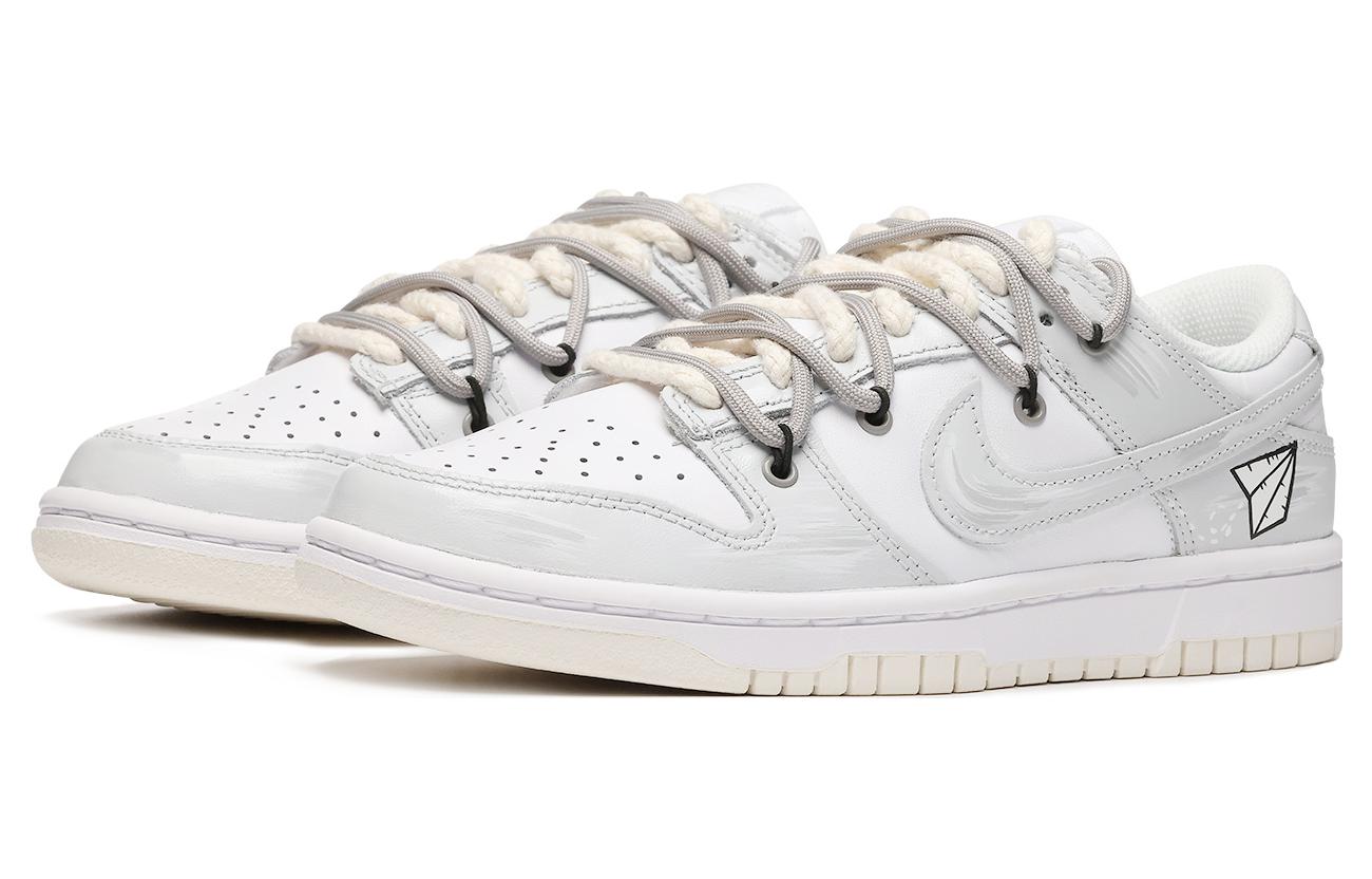 Lookbook 【訂製球鞋】 Nike Dunk Low White Sail 解構 vibe風 做舊 情侶 紙飛機 高街 特殊禮盒 低帮 板鞋 女款 灰色