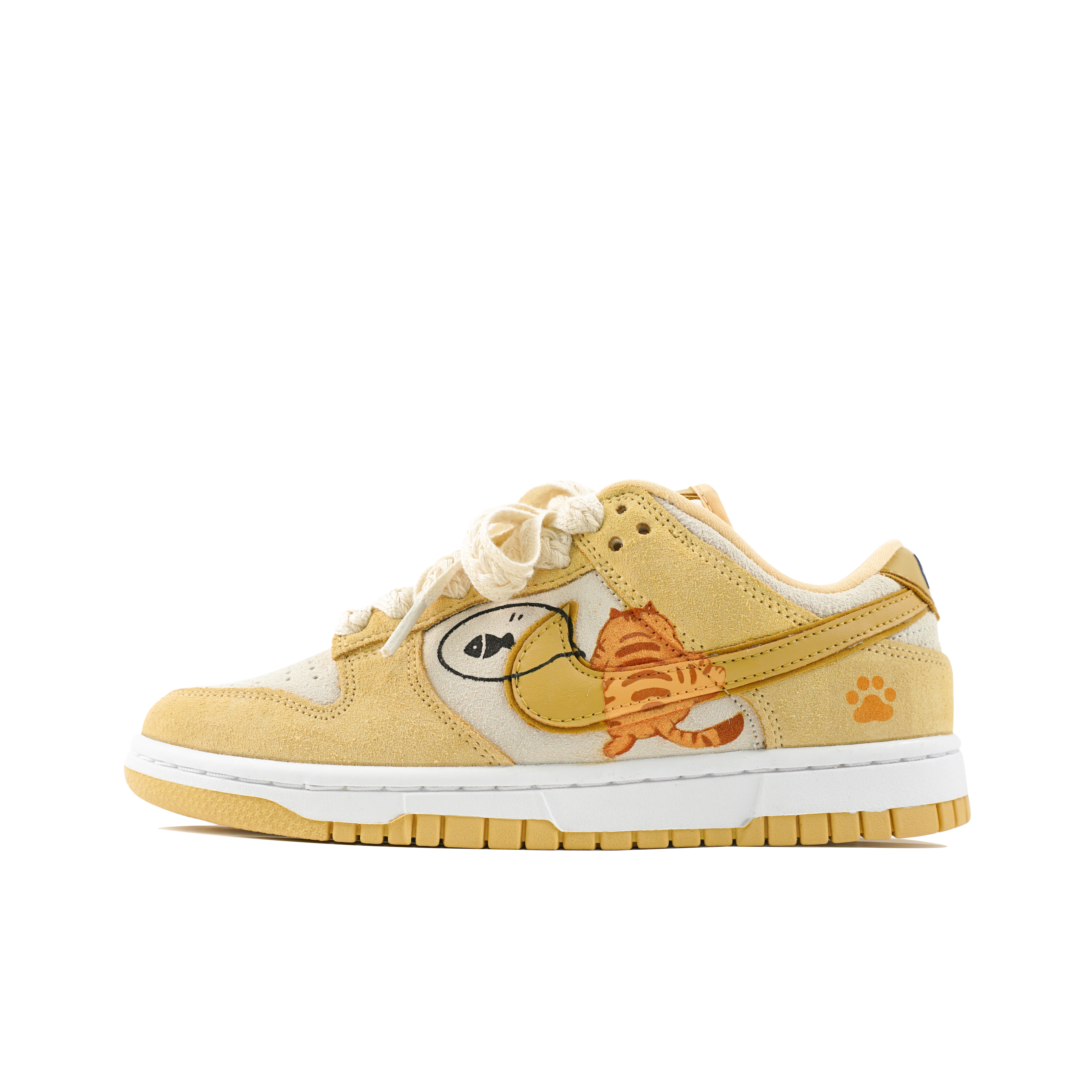 Buy 【訂製球鞋】 Nike Dunk Low 玖製 Q彈起司布丁冰淇淋 可愛大橙 貓貓 想魚 卡通 低筒 板鞋 女款 白黃