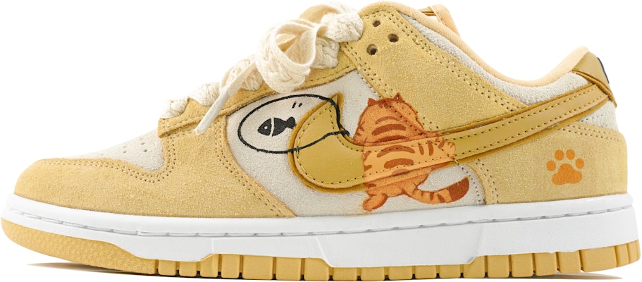 【訂製球鞋】 Nike Dunk Low 玖製 Q彈起司布丁冰淇淋 可愛大橙 貓貓 想魚 卡通 低筒 板鞋 女款 白黃 Buy 【訂製球鞋】 Nike Dunk Low 玖製 Q彈起司布丁冰淇淋 可愛大橙 貓貓 想魚 卡通 低筒 板鞋 女款 白黃