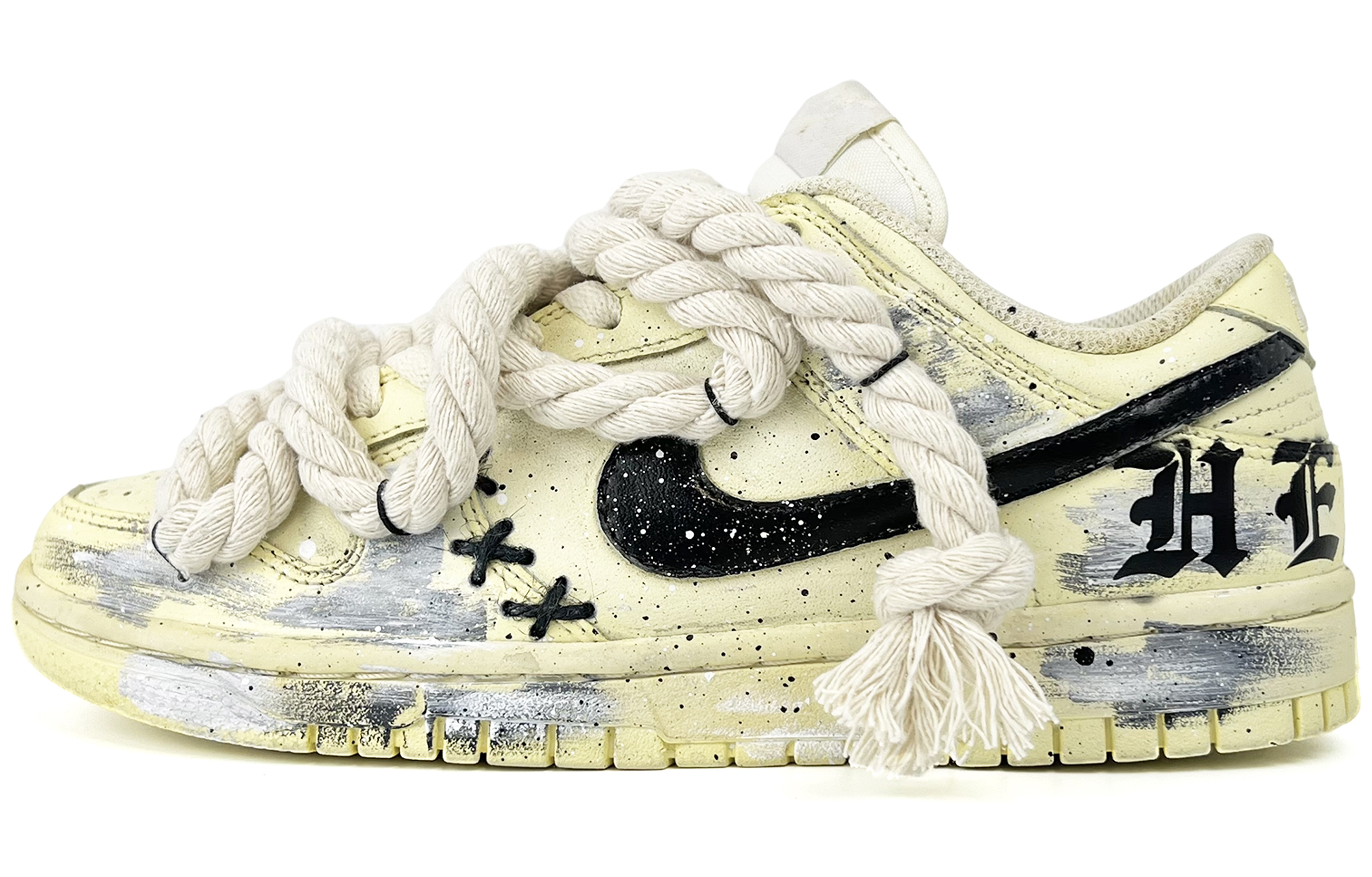 Buy 【定制球鞋】 Nike Dunk Low 氧化做舊 麻繩綁帶 沙漠 哥德 低幫 板鞋 女款 黃黑