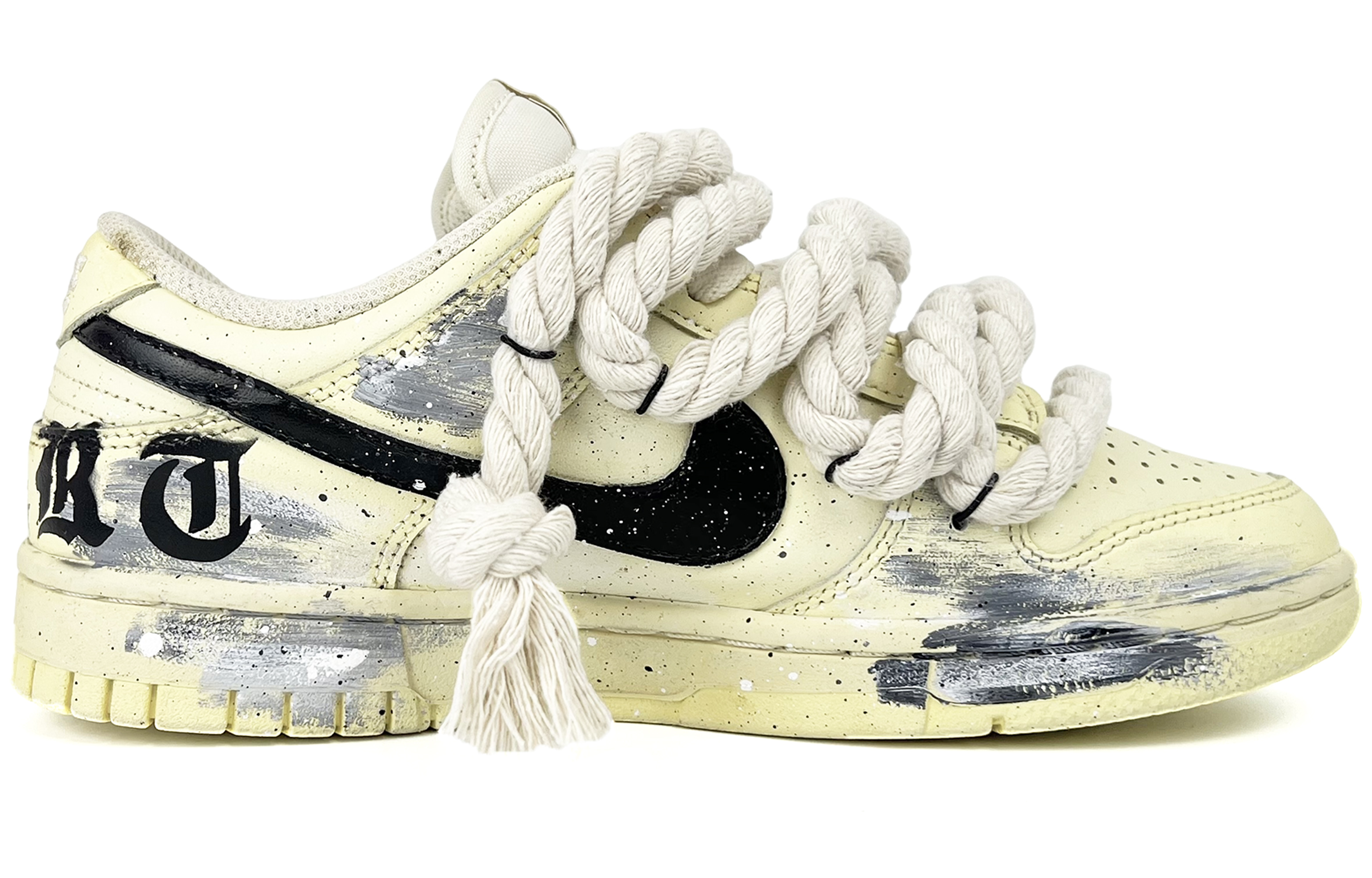 Order 【定制球鞋】 Nike Dunk Low 氧化做舊 麻繩綁帶 沙漠 哥德 低幫 板鞋 女款 黃黑