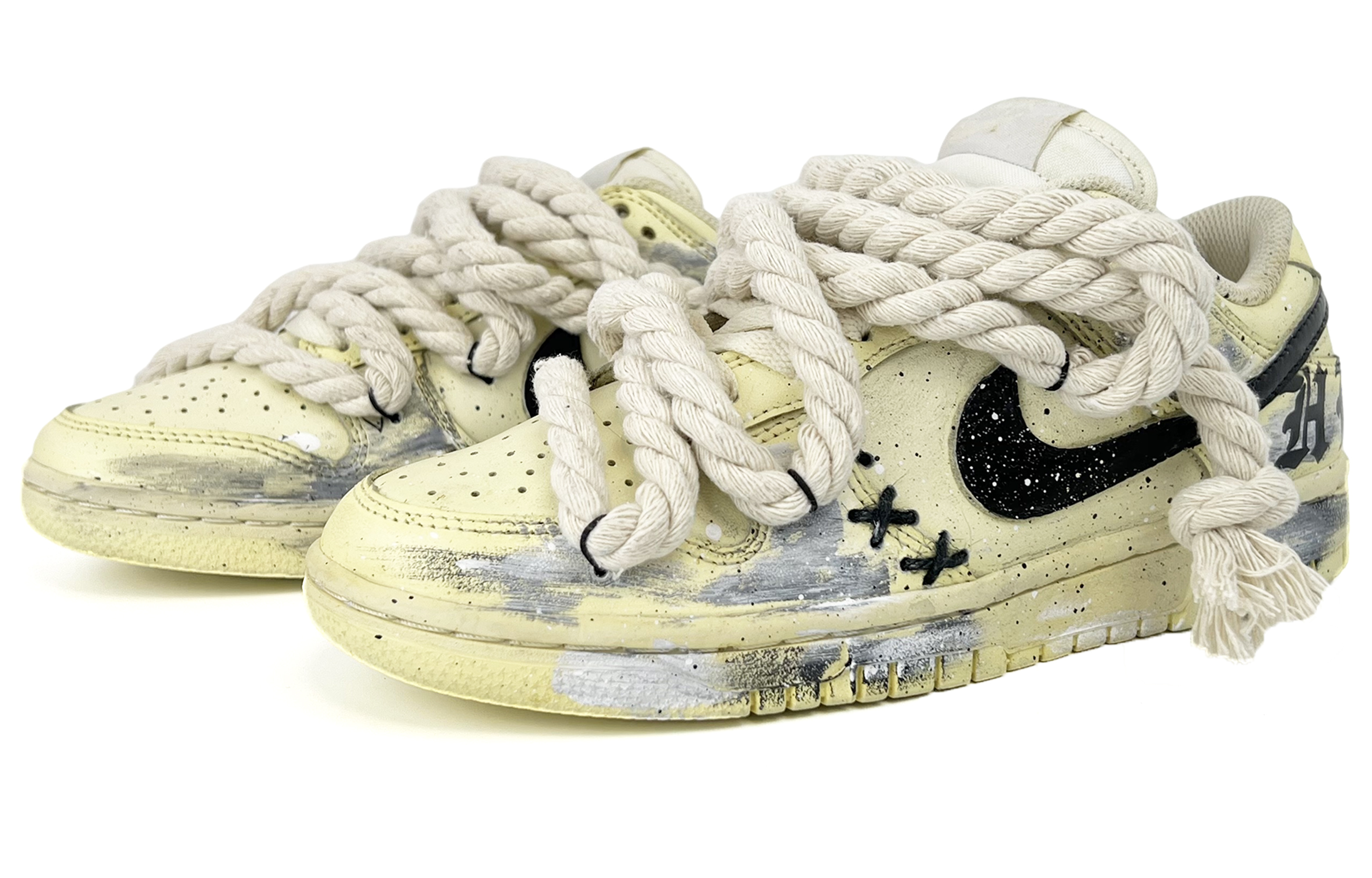 Lookbook 【定制球鞋】 Nike Dunk Low 氧化做舊 麻繩綁帶 沙漠 哥德 低幫 板鞋 女款 黃黑