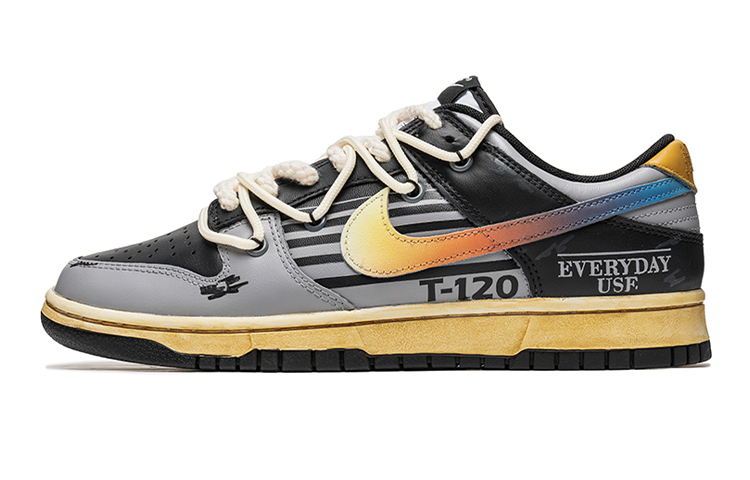 Buy 【定製球鞋】Nike Dunk Low 野鶴製造 耐磨板鞋 未來風主題 機能 炫彩 解構雙鞋帶 女款 灰黑