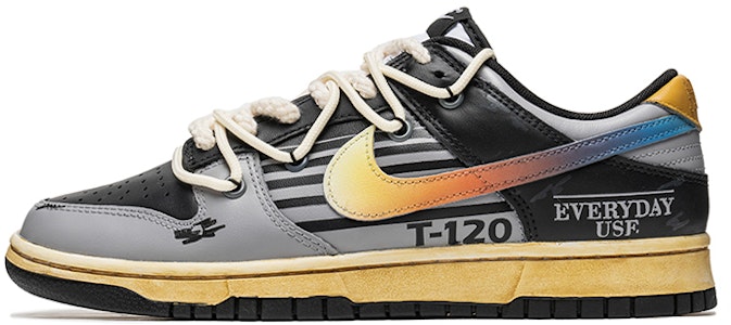 【定製球鞋】Nike Dunk Low 野鶴製造 耐磨板鞋 未來風主題 機能 炫彩 解構雙鞋帶 女款 灰黑 Buy 【定製球鞋】Nike Dunk Low 野鶴製造 耐磨板鞋 未來風主題 機能 炫彩 解構雙鞋帶 女款 灰黑